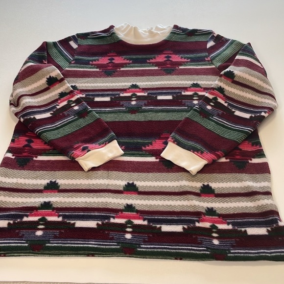 Vintage 90s BLAIR Aztec Fleece Turtleneck Sweater Navajo Southwestern Medium - Picture 6 of 10
